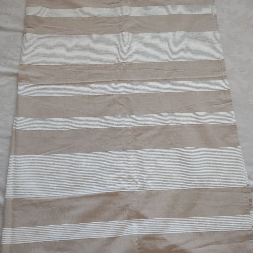Cotton textured stripes shower curtain